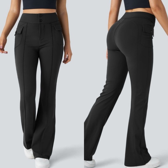 HALARA Pants - Halara | High Waisted Button Side Flap Pocket Flare Casual Cargo Pants